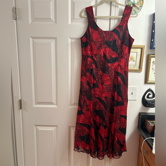 Vintage glam Red and black silk midi dress size 20 Monaco collection - Picture 2 of 4
